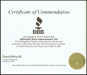 BBB Certificate Of Commendation